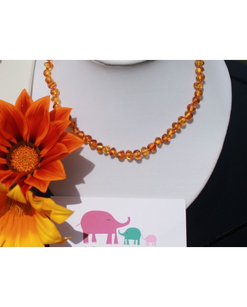Kehribar Kolye Honey Round-parlak